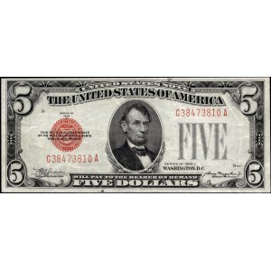 United States of America. 1928 C 5 Dollars Legal Tender Notes Prefix FA