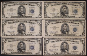 United States of America. 1953 A 5 Dollars Silver Certificate Lot 15 Pieces