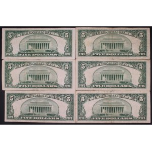 United States of America. 1953 A 5 Dollars Silver Certificate Lot 15 Pieces