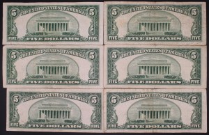 United States of America. 1953 A 5 Dollars Silver Certificate Lot 15 Pieces