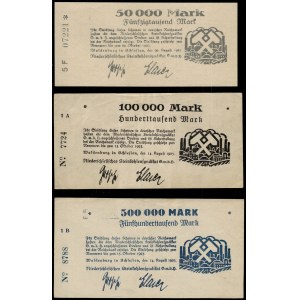 Poland. Wałbrzych 50000 100000 500000 1 2 5 Millionen Marek 1923 6 Piece Set Scarce