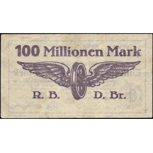 Poland. Wrocław 100 Millionen Marek 1923 Reichsbahn