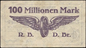 Poland. Wrocław 100 Millionen Marek 1923 Reichsbahn