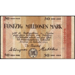 Poland. Wrocław 50 Millionen Marek 1923