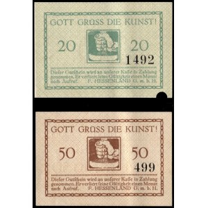 Poland. Szczecin 20 & 50 Fenigow 1918 Niech Bóg błogosławi sztuce