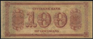 United States of America. 1840s 100 Dollars Citizens' Bank of New Orleans Louisiana Plate C