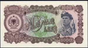 Albania. 1957 1000 Leke Prefix TH
