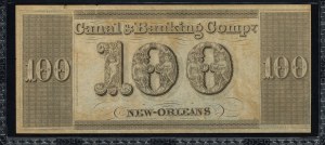 United States of America. 1840s 100 Dollars New Orleans Canal & Banking Co. Louisiana Plate A