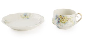 Porcelain Factory Ćmielów - Rev. Franciszek Drucki - Lubecki, Cup with saucer, Muślin cut, early 20th century.
