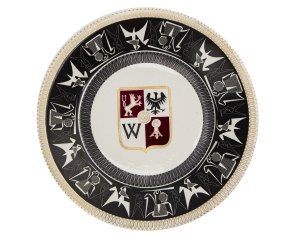 Leszek Nowosielski, Decorative platter with the coat of arms of Wroclaw, 1960s.