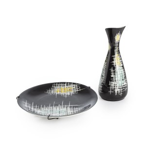 Ludmiła Pokornianka Zakład Porcelany Stołowej Wałbrzych w Wałbrzychu, Wazon i patera dekoracyjna, lata 60. XX w.