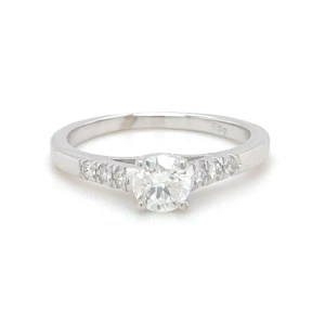 2.15 GR WHITE GOLD RING WITH CENTRAL DIAMOND + SIDE BRILLIANTS - RNG40401