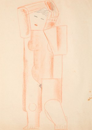 Marek Włodarski Henryk Streng, Akt stojący z rękami obejmującymi głowę, 1924-25