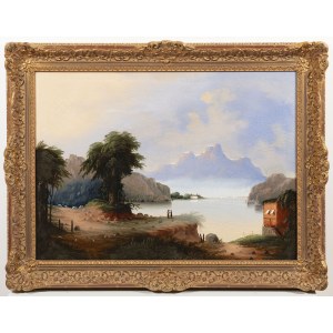 19th century Painter, Romantic Lakeside Landscape.