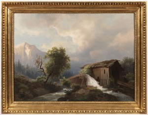 Josef Thoma (Austrian, 1828-1899), Alpine Landscape with a Mill