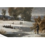 German painter 19th century, Hunters in a winter landscape