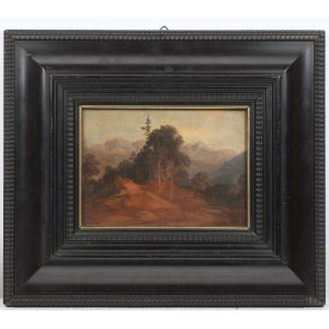 Carl Rottmann, (1797 - 1850) , attributed to, ROCKY LANDSCAPE WITH TREES