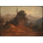 Carl Rottmann, (1797 - 1850) , attributed to, ROCKY LANDSCAPE WITH TREES
