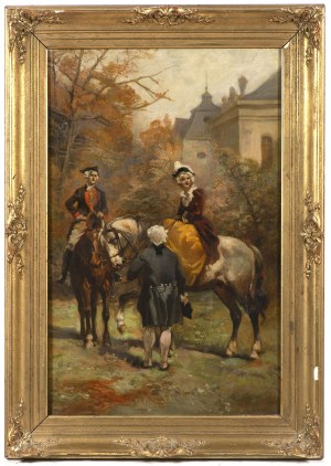 Velten, Wilhelm (St. Petersburg 1847-1929 Munich)., Elegant horsemen in a castle park