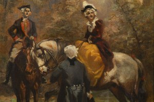 Velten, Wilhelm (St. Petersburg 1847-1929 Munich)., Elegant horsemen in a castle park