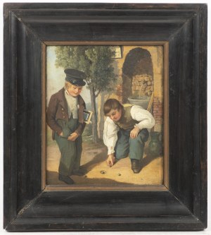 German painter, 19th century, Two children playing