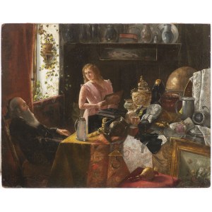 Franz Georg KLEBER (1870-1905), Antiques dealer with a young lady