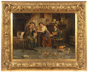 19th century Italian painter, Interior family scene