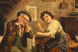 19th century Italian painter, Interior family scene