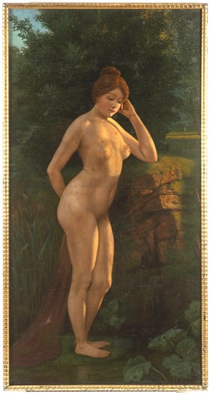 German School, 19th Century, Study of a Nude at the Water's Edge
