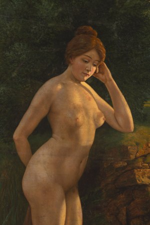 German School, 19th Century, Study of a Nude at the Water's Edge