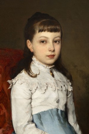 Eugenio de Blass (1843-1931), Portrait of a Young Girl with a Bouquet of Flowers