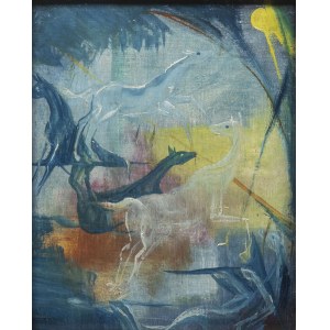 German School, around 1910, Horses in an Abstract Landscape