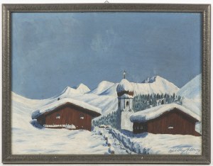 20th century painter, Mountain landscape in winter