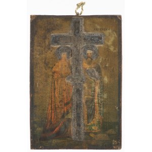 Greek, 19th Century., Greek Icon of Saints Constantine and Helen