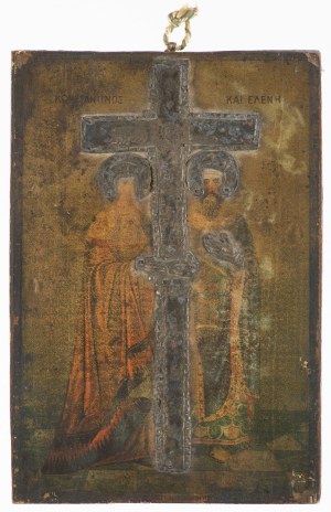 Greek, 19th Century., Greek Icon of Saints Constantine and Helen