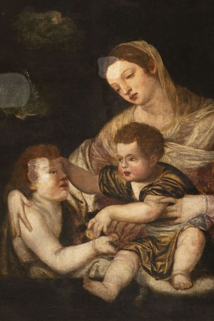 Italian School, 17th Century, The Holy Family with Saint John the Baptist