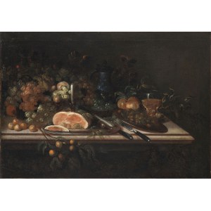 Flemish School, 17th Century, Still Life with Ham and Fruit