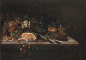 Flemish School, 17th Century, Still Life with Ham and Fruit