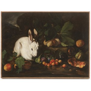 Roman School, 18th Century, A Still Life with a Rabbit and Fruit
