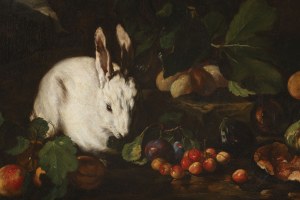 Roman School, 18th Century, A Still Life with a Rabbit and Fruit
