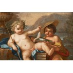 French School, 18th Century, A Pair of Putti Fishing