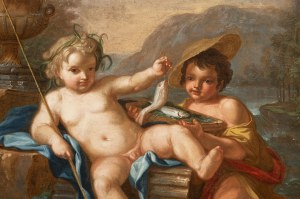 French School, 18th Century, A Pair of Putti Fishing