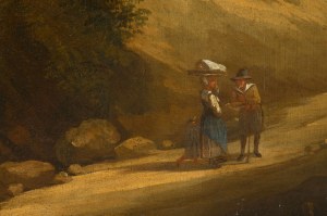 Painter of the 17th/18th century, A Wooded Landscape with Travelers