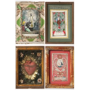 Group of four devotional art objects