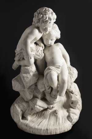 A Pair of Putti on a Shell Base