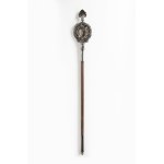 Crozier, 19th century, Silver-plated and colored enamel painting