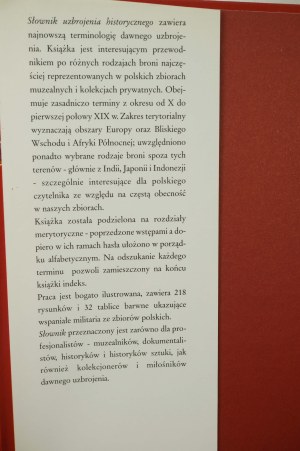 GRADOWSKI M., ŻYGULSKI Zdz. jun. - Słownik uzbrojenia historycznego , Warszawa 1998