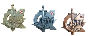 8th Security Regiment - Poznań on the occasion of 35 years, set of 3 badges: gold, silver and bronze