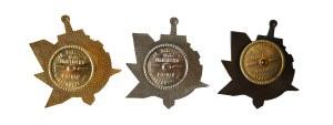 8th Security Regiment - Poznań on the occasion of 35 years, set of 3 badges: gold, silver and bronze