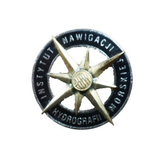 Instytut Nawigacji i Hydrografii Morskiej AMW , weersja ze zmienionymi barwami, emaliowana, odznaka